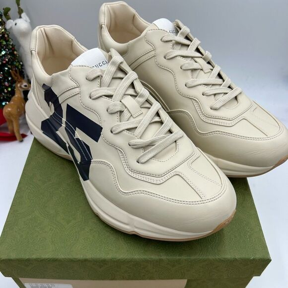 Men’s Gucci Rython 25 low top leather sneakers size 12.5 made in Italy - Picture 1 of 9